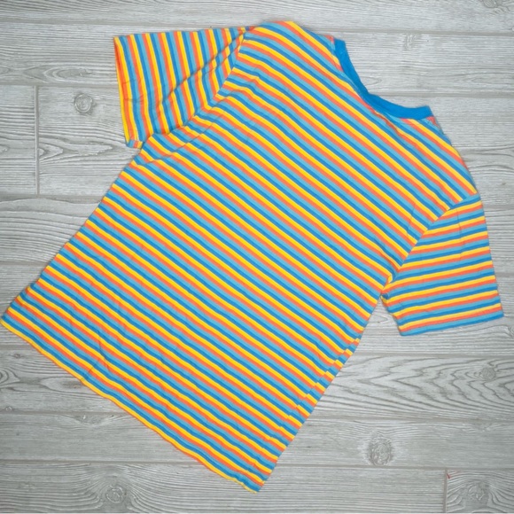 Nickelodeon Patrick Star Short Sleeve Shirt Blue Stripes Embroidered Sz sm - Picture 6 of 6